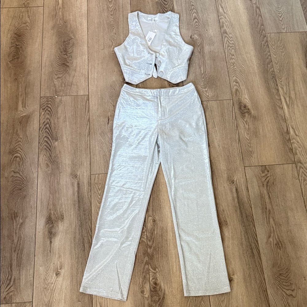Sparkle Silver Pants & Vest Set, size Small / Good Babes